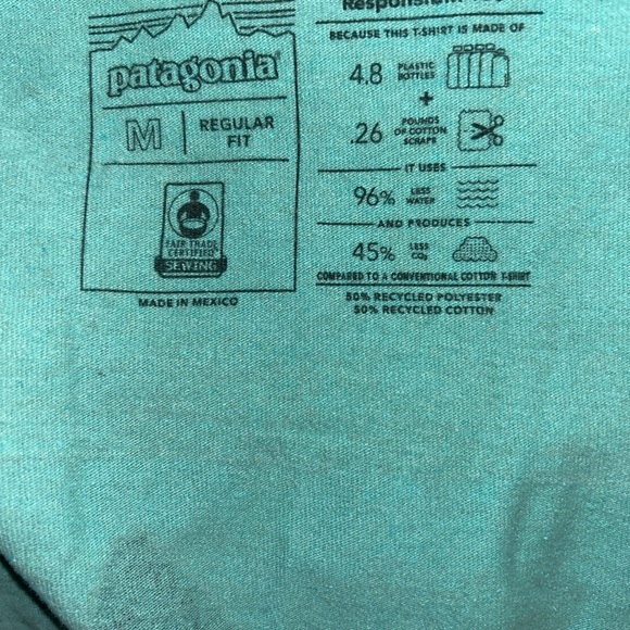 Patagonia Responsibili-Tee Long Sleeve Shirt Mint Green Size M - Picture 3 of 4